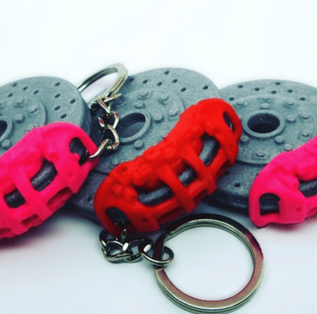 Llavero en forma de freno con caliper y disco